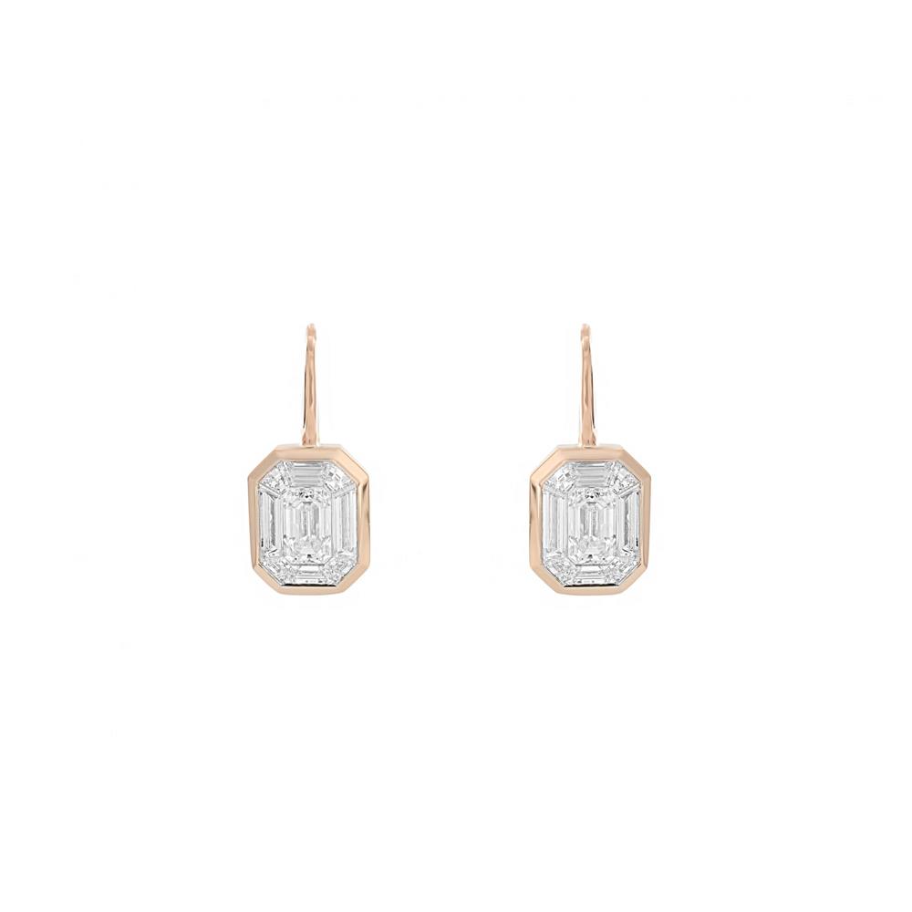 London Collection Rose Gold Rectangle Diamond Drops