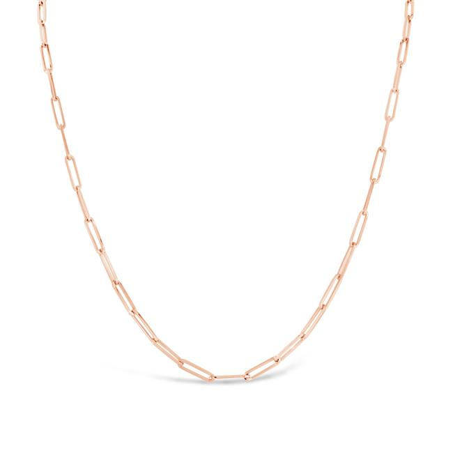 London Collection 14k Rose Gold Paper Clip Link Necklace 36"