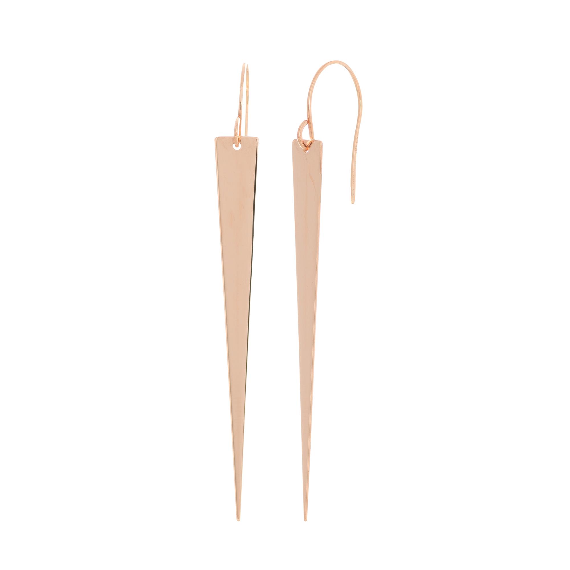 London Collection 14k Rose Gold Elongated Triangle Dagger Earrings