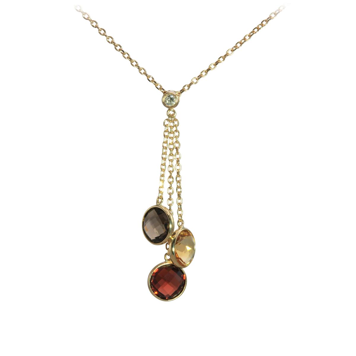 Olivia B 14k Mixed Gemstone Dangle Necklace