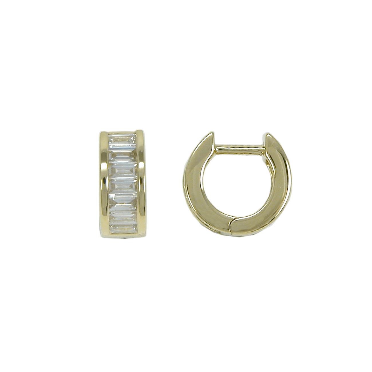 London Collection 18k Yellow Gold Tapered Diamond Huggie Earrings