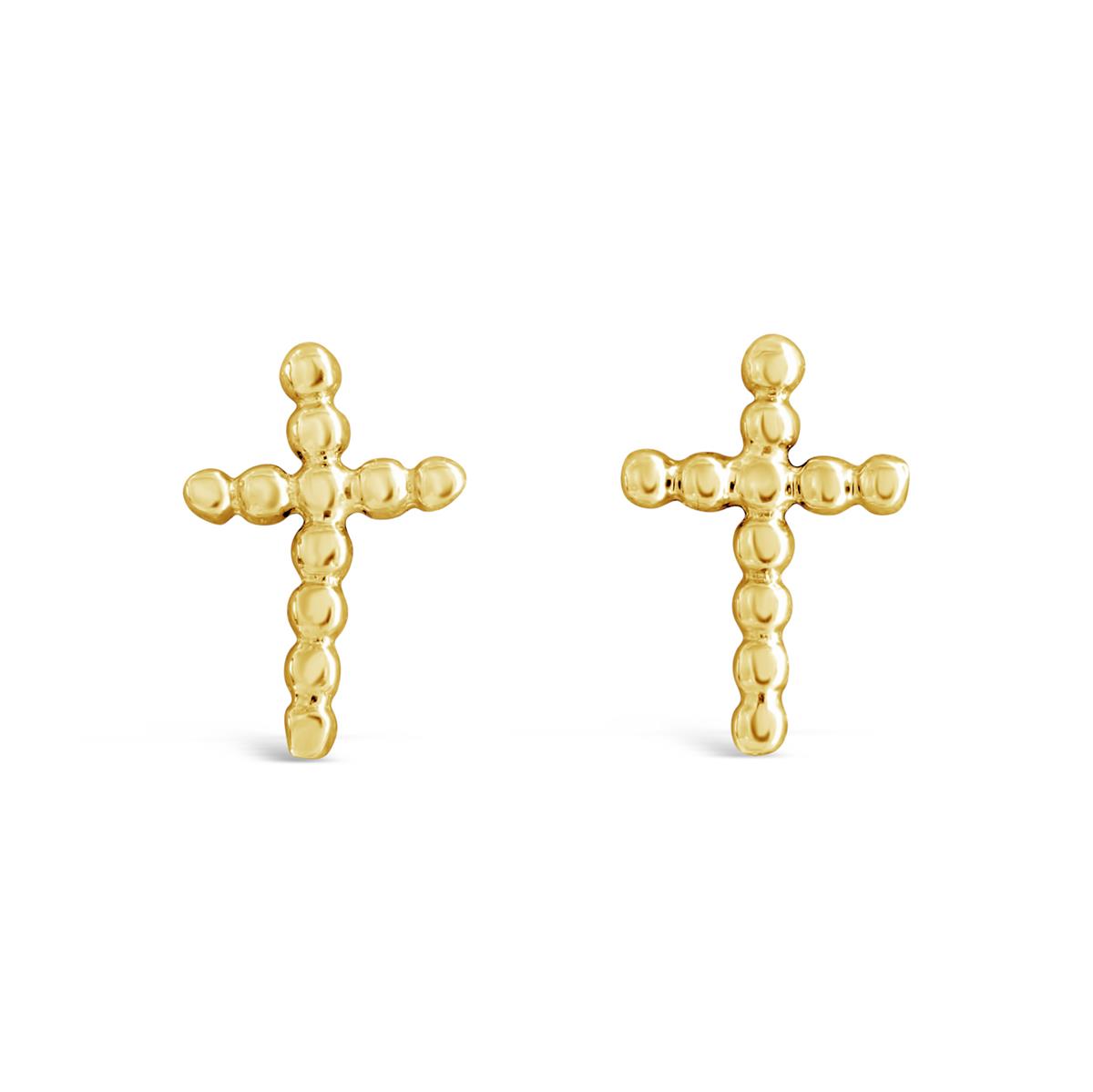 London Collection 14k mini Bead Cross Stud Earrings