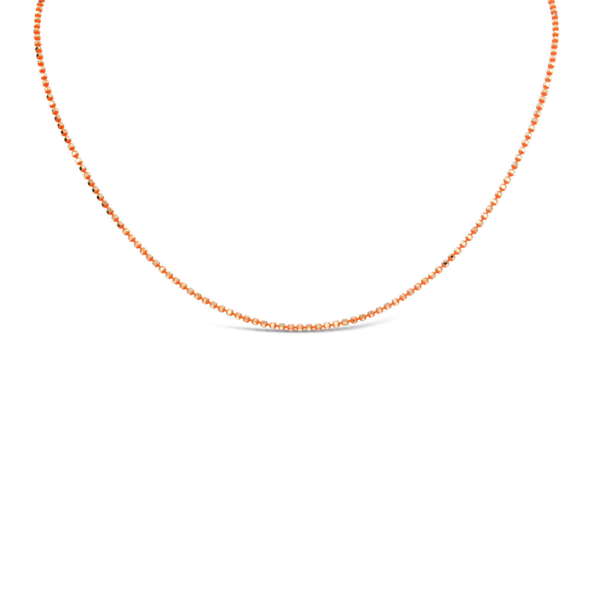 London Collection 14k Yellow Gold Orange Neon 16" Beaded Necklace