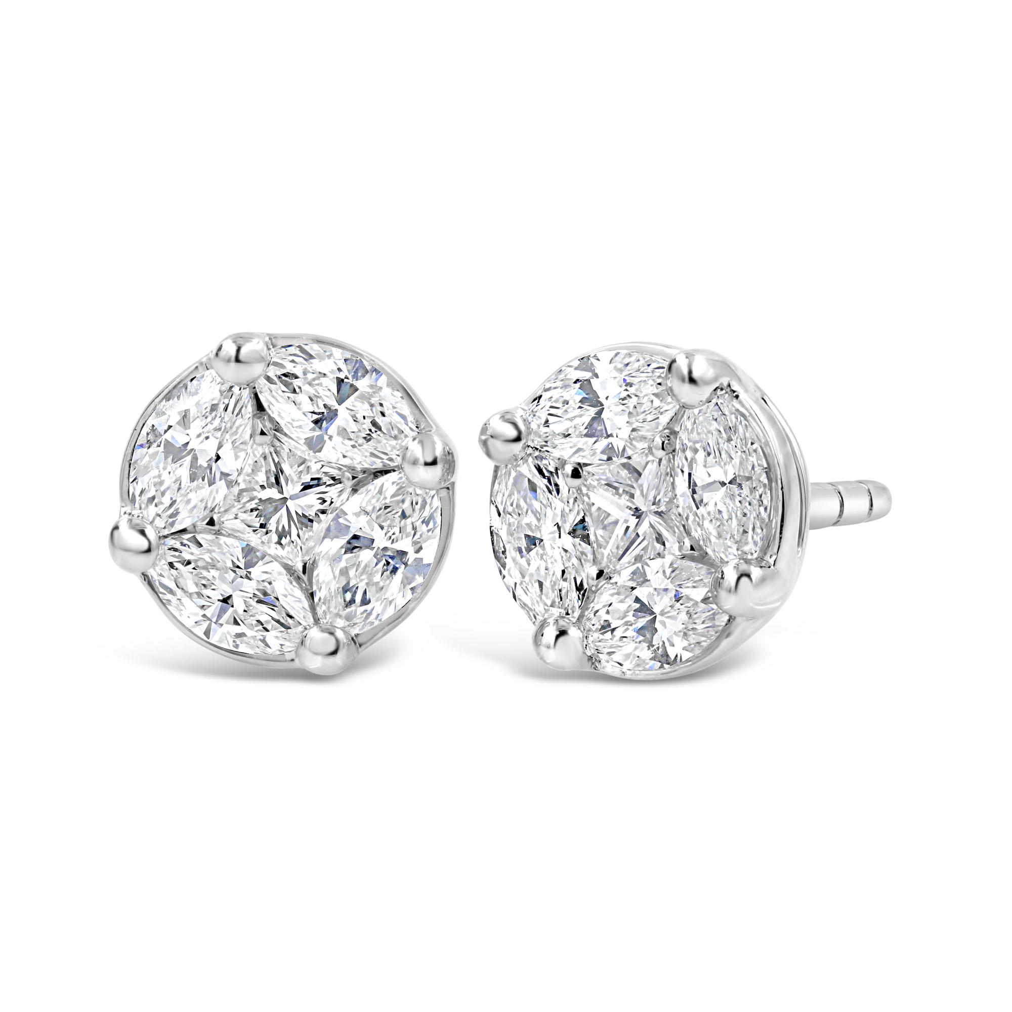 London Collection 18k Illusion Diamond Stud Earrings