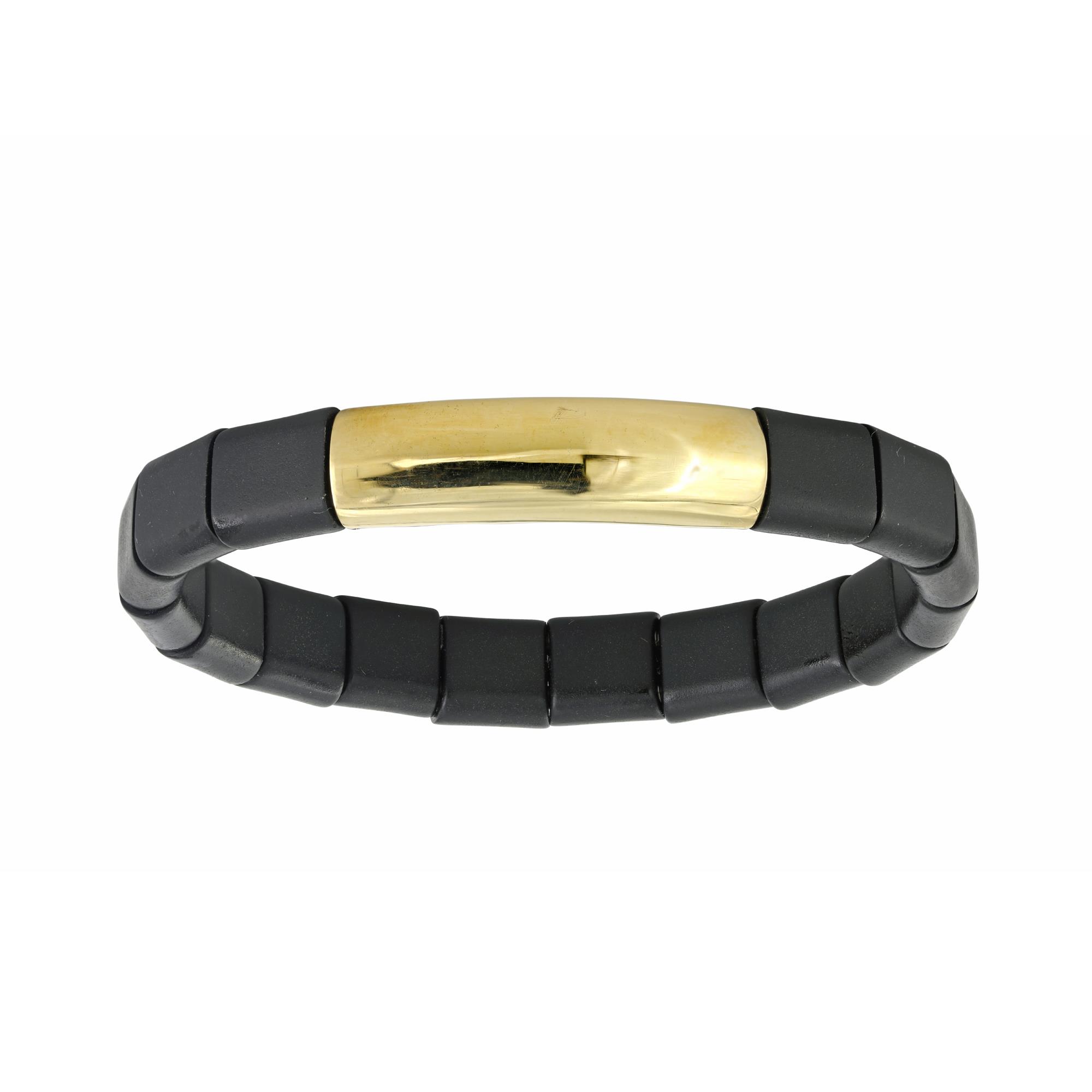 London Collection 18k Yellow Gold Flat Black Bridge Bar Bracelet