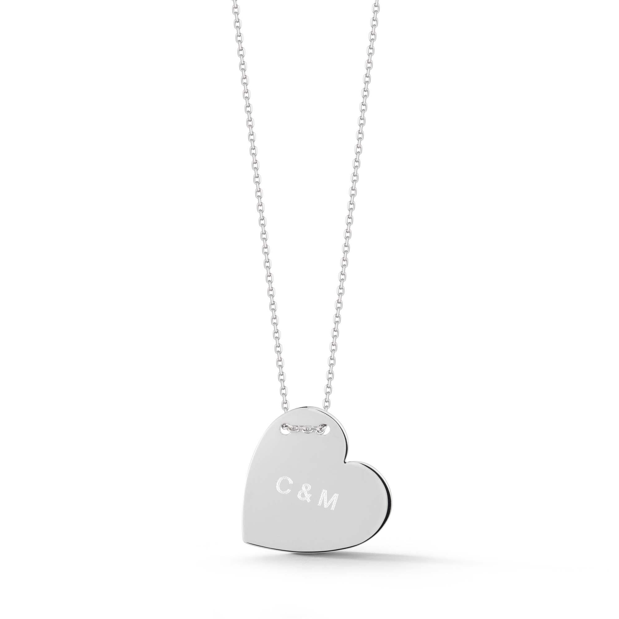 London Collection Sterling Silver Heart Shape Engravable Necklace