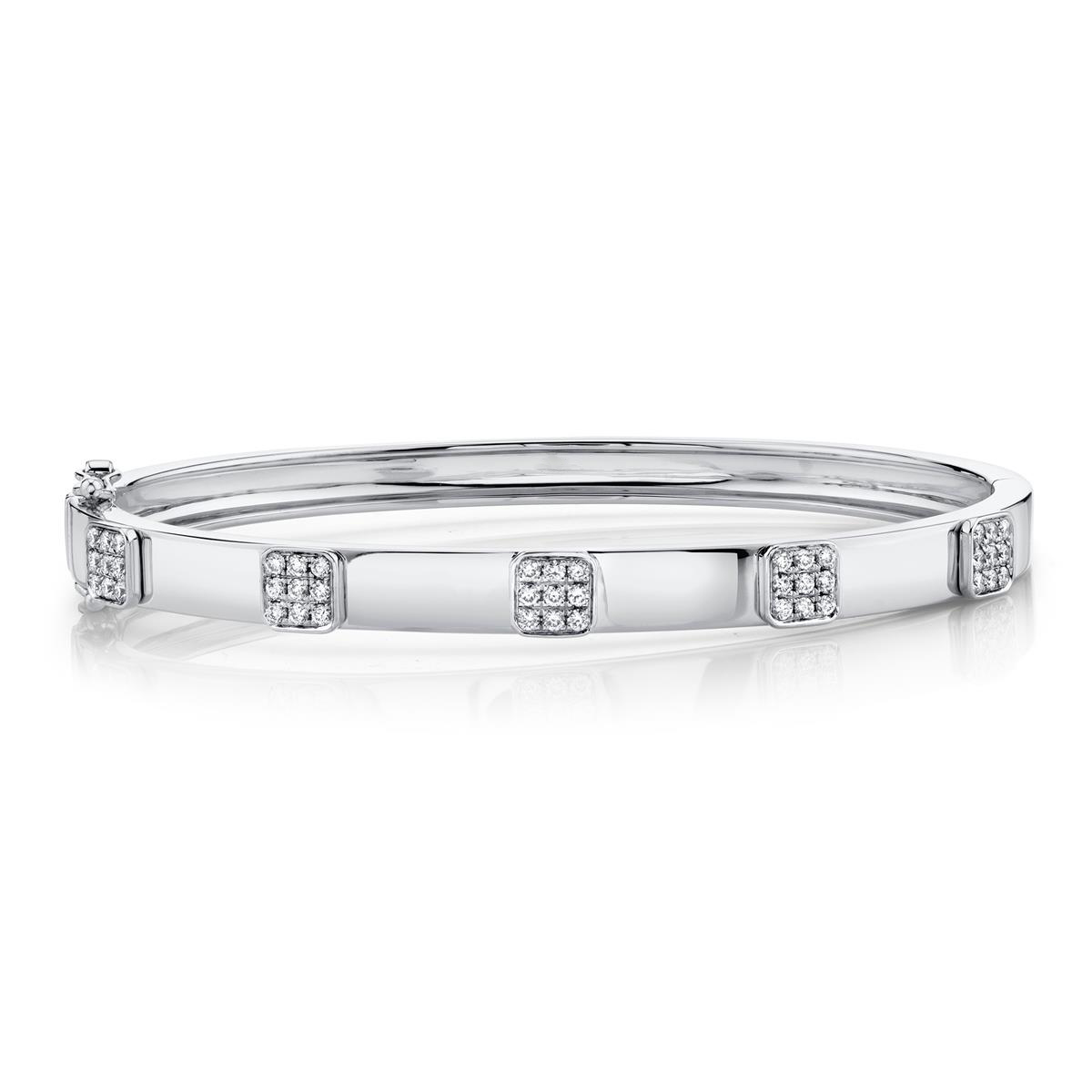 London Collection White Gold Bangle Bracelet with Pave Diamonds