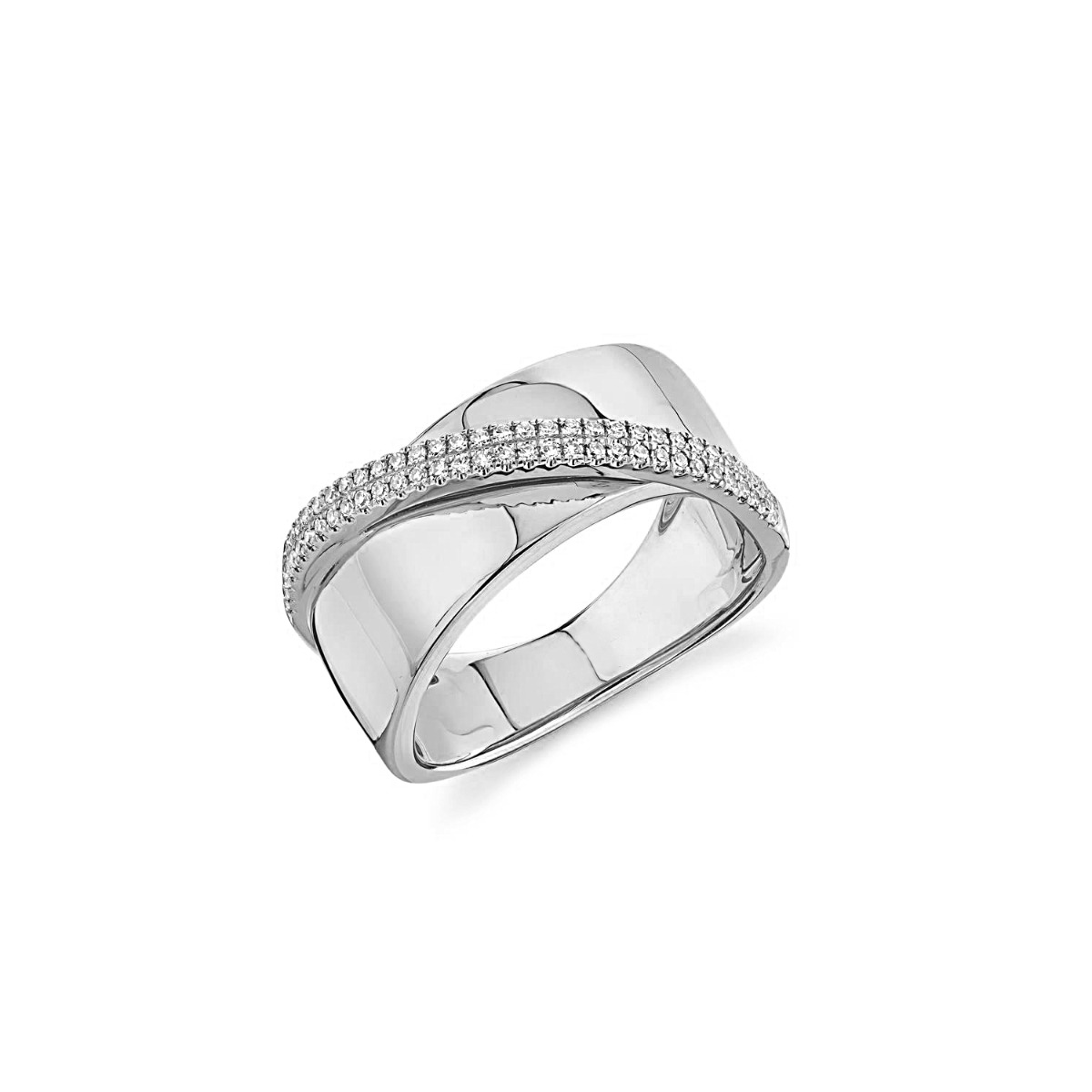 London Collection 14k White Gold Pave Diamond Bridge Ring