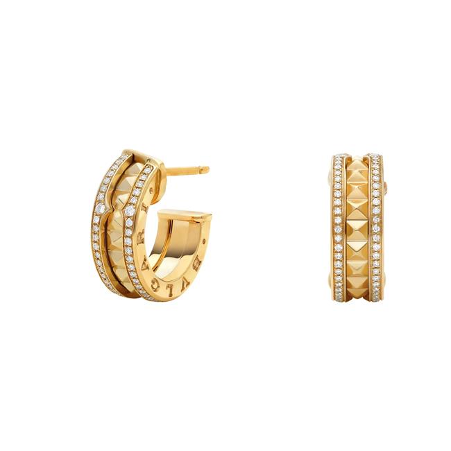 Bvlgari B.zero1 Rock 18k Yellow Gold and Diamond Huggie Earrings