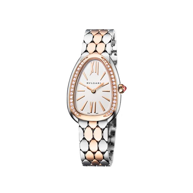 Bvlgari Serpenti Sudettori Stainless Steel 18k Rose Gold and Diamonds