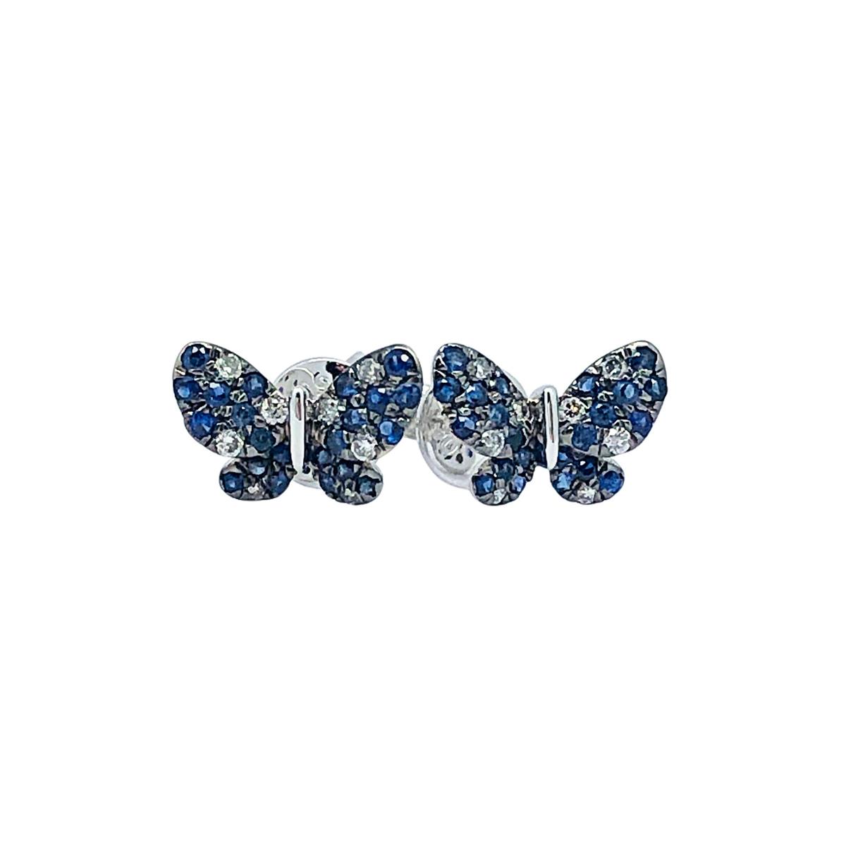 London Collection 18k Blue Sapphire and Diamond Butterfly Stud Earrings