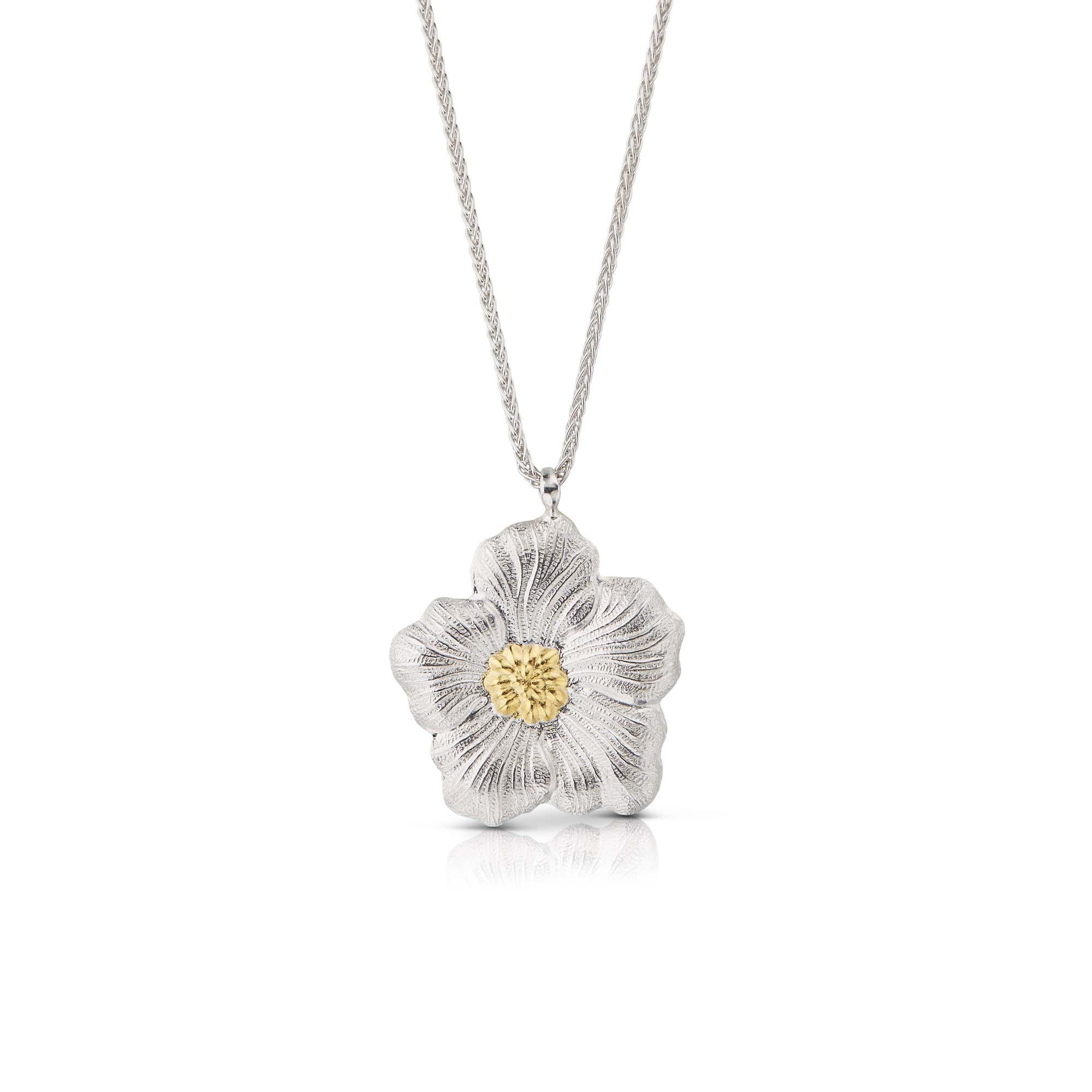 Buccellati Blossoms Gardenia Silver and Gold Plated Flower Pendant