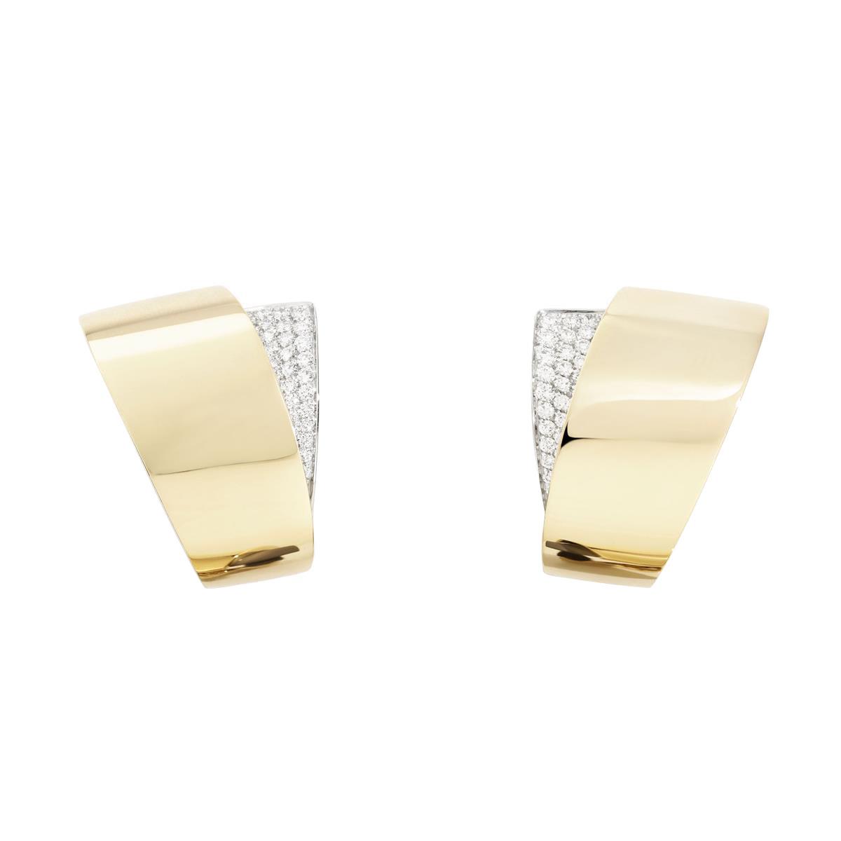 Vhernier Tourbillon 18k Rose and White Gold Diamond Clip Earrings