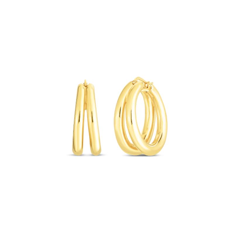 Roberto Coin Perfect Gold Hoops Yellow Gold Double Hoop Earrings