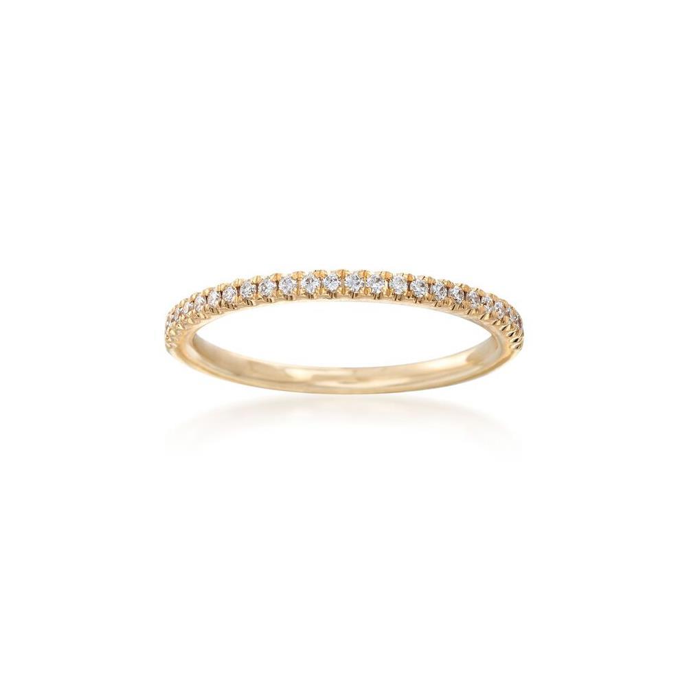 Henri Daussi 18k Yellow Gold Half Pave Diamond Band