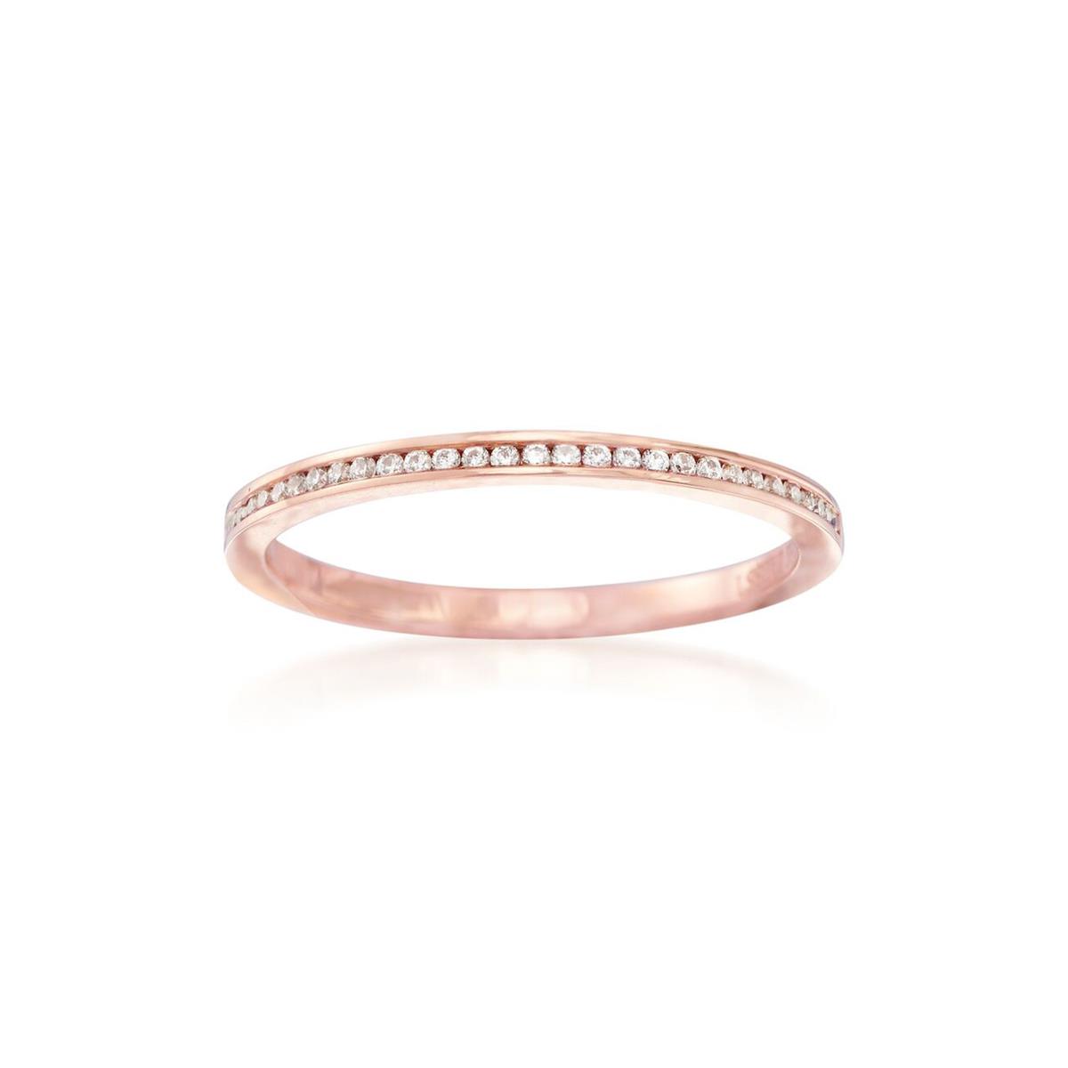 Henri Daussi 18k Rose Gold Half Channel Set Diamond Band