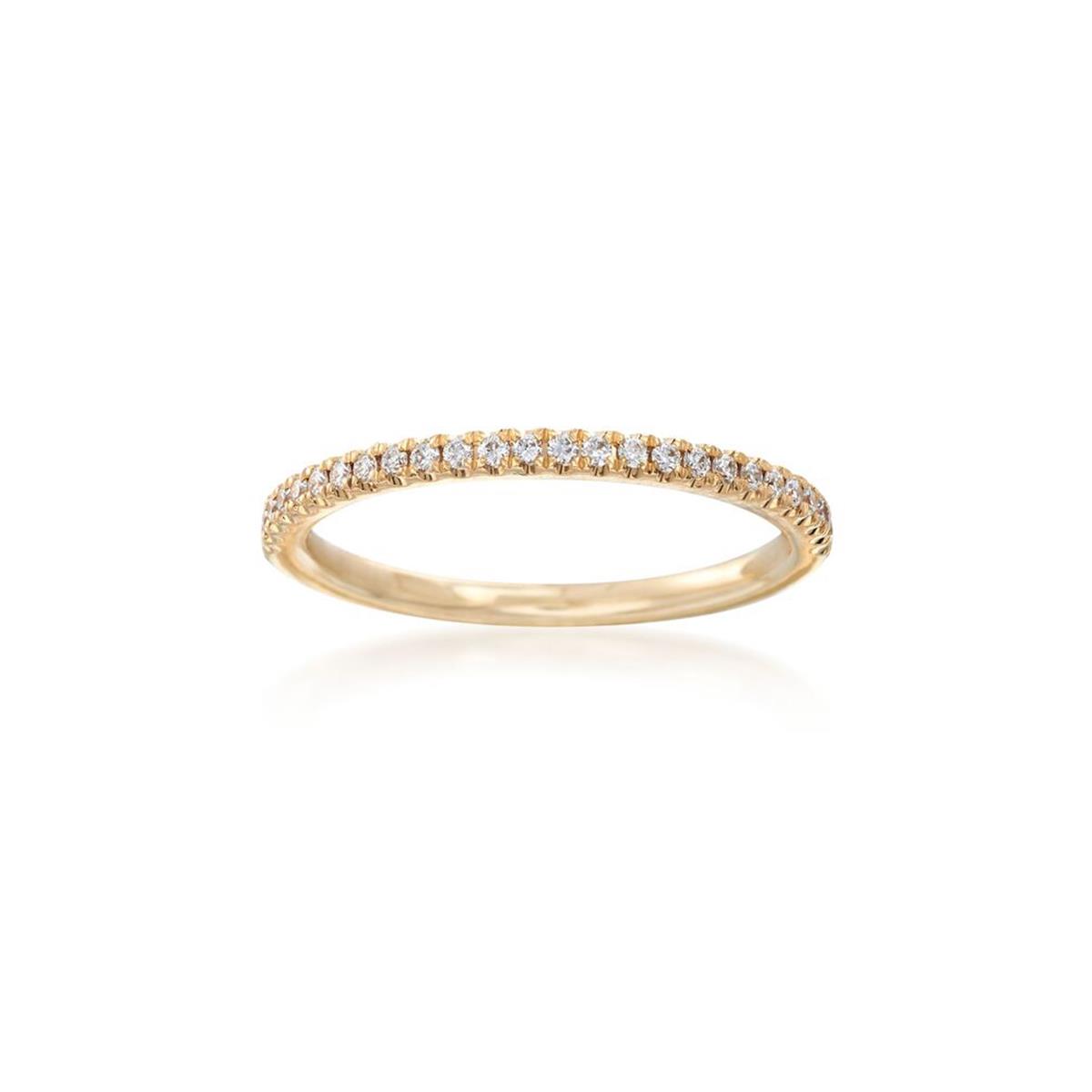 Henri Daussi 14k Yellow Gold Half Pave Diamond Band