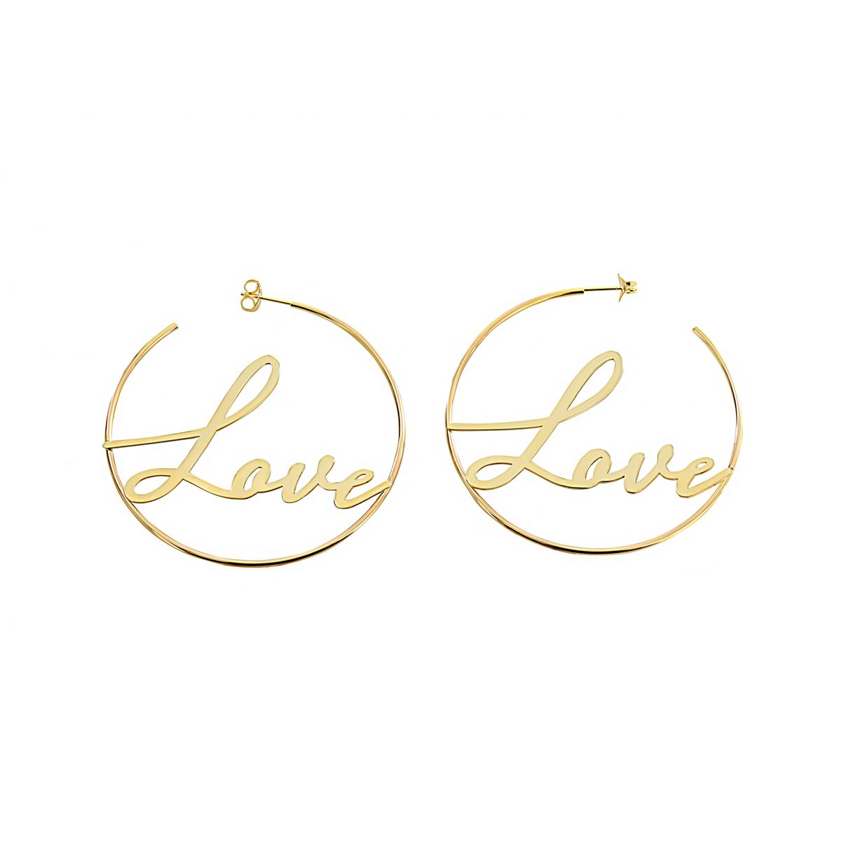 London Collection 14k Yellow Gold Love Hoop Earrings