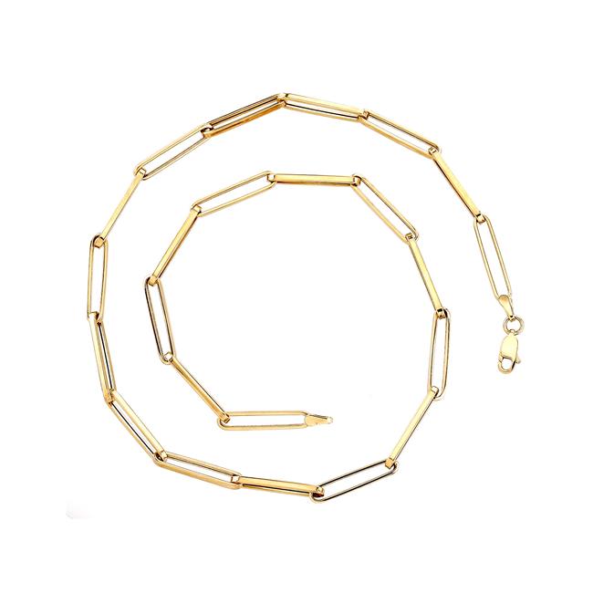 London Collection 14k Yellow Gold Oval Link Paperclip Necklace