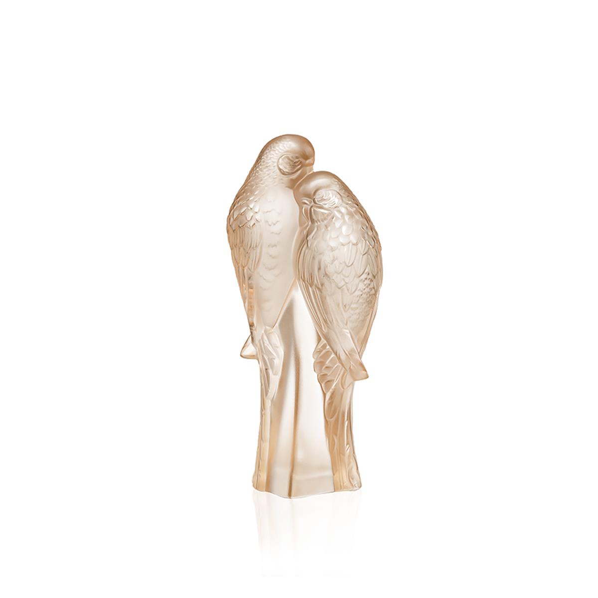 Lalique Gold Luster 2 Parakeets Sculpture