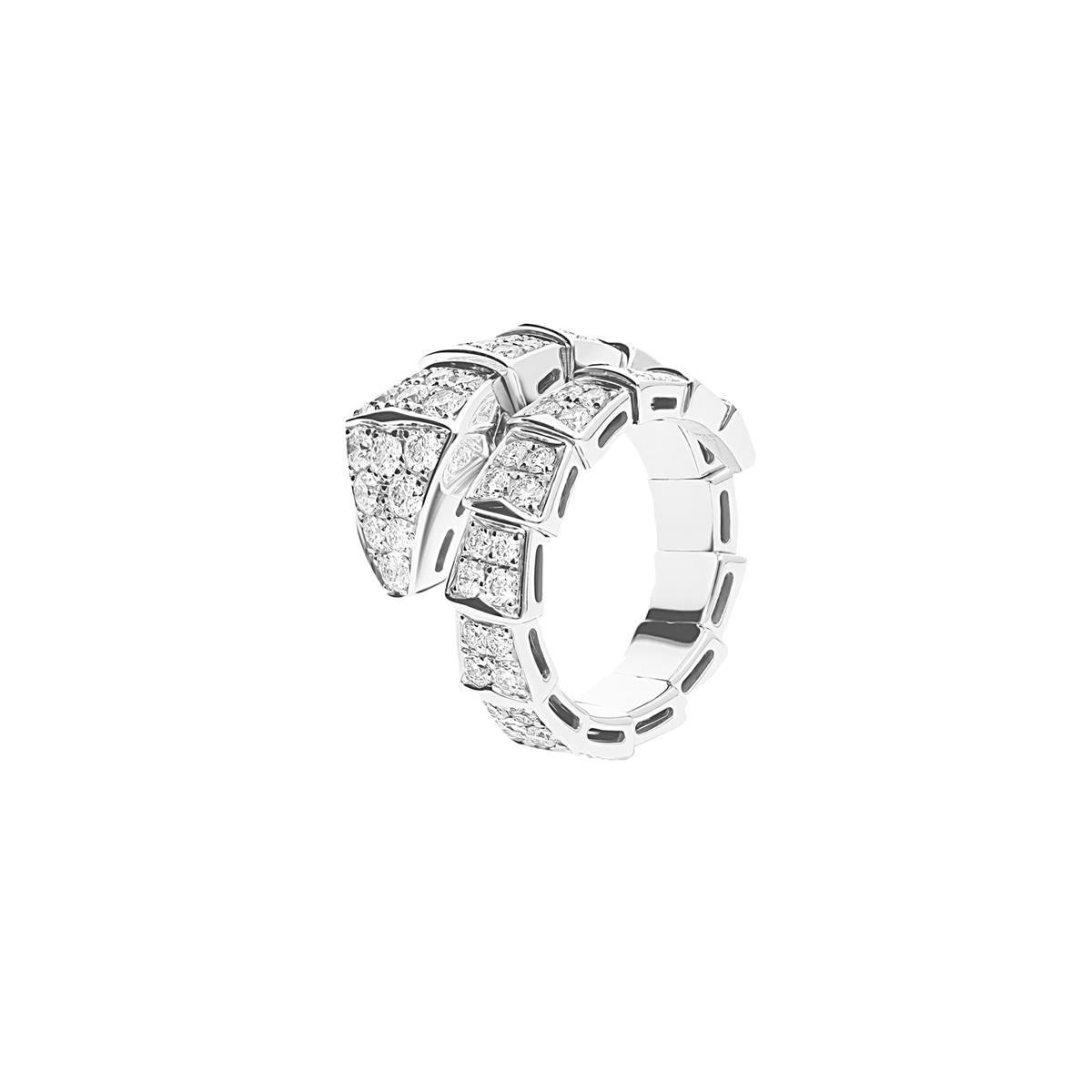 Bvlgari Serpenti Viper 18k White Gold Pave Diamond Wrap Ring