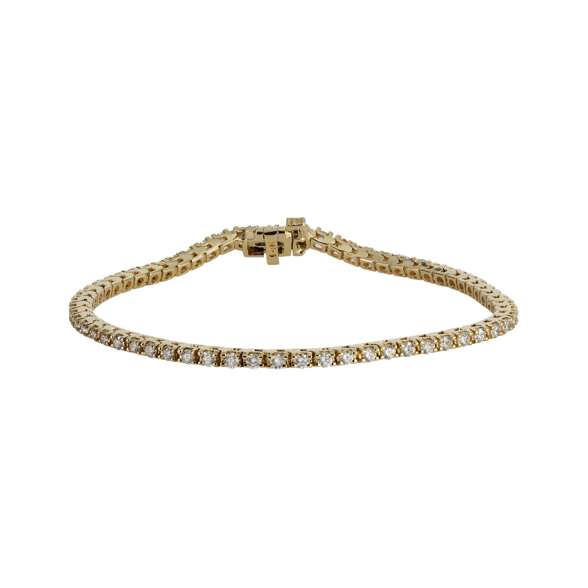 London Collection 14k Yellow Gold Four Prong Diamond Tennis Bracelet