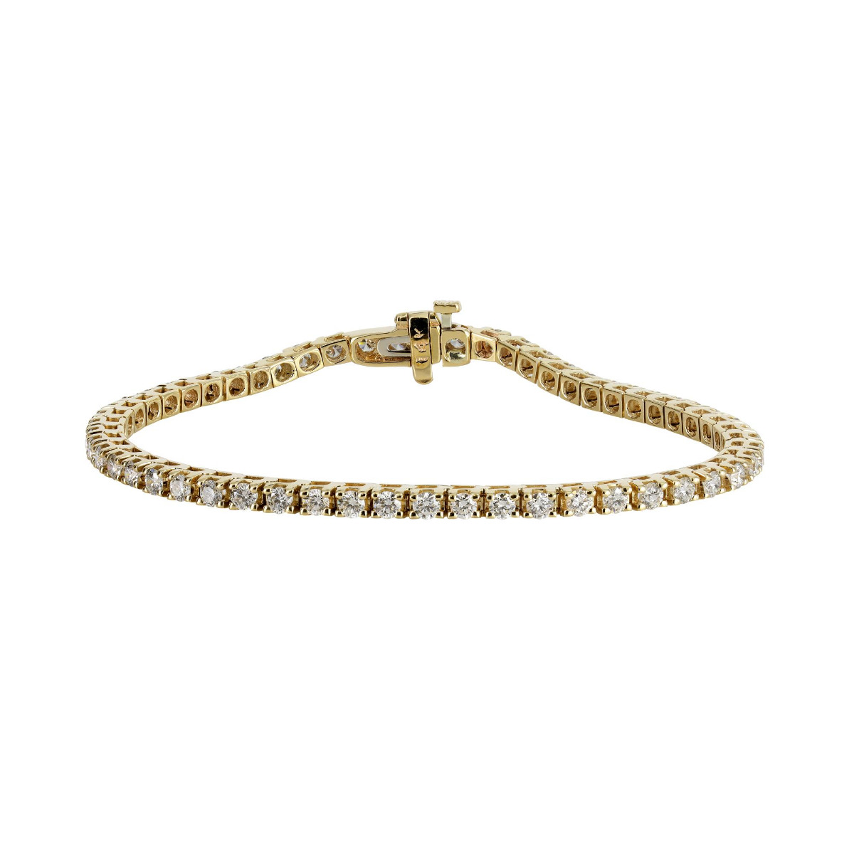 London Collection 14k Yellow Gold Four Prong Diamond Tennis Bracelet