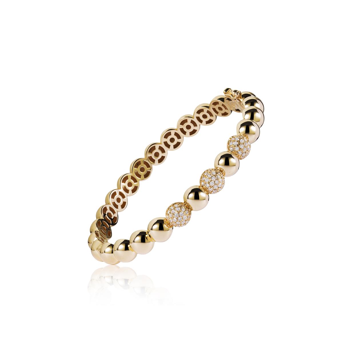 London Collection 18k Yellow Gold Pave Diamond Dome Bangle Bracelet