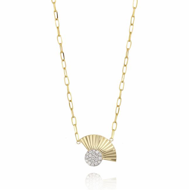 Phillips House Aura 14k Yellow Gold Diamond Fan Necklace