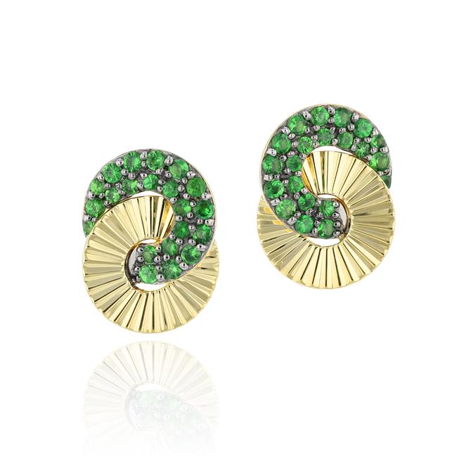 Phillips House Aura 14k Yellow Gold Tsavorite Mini Interlocking Studs