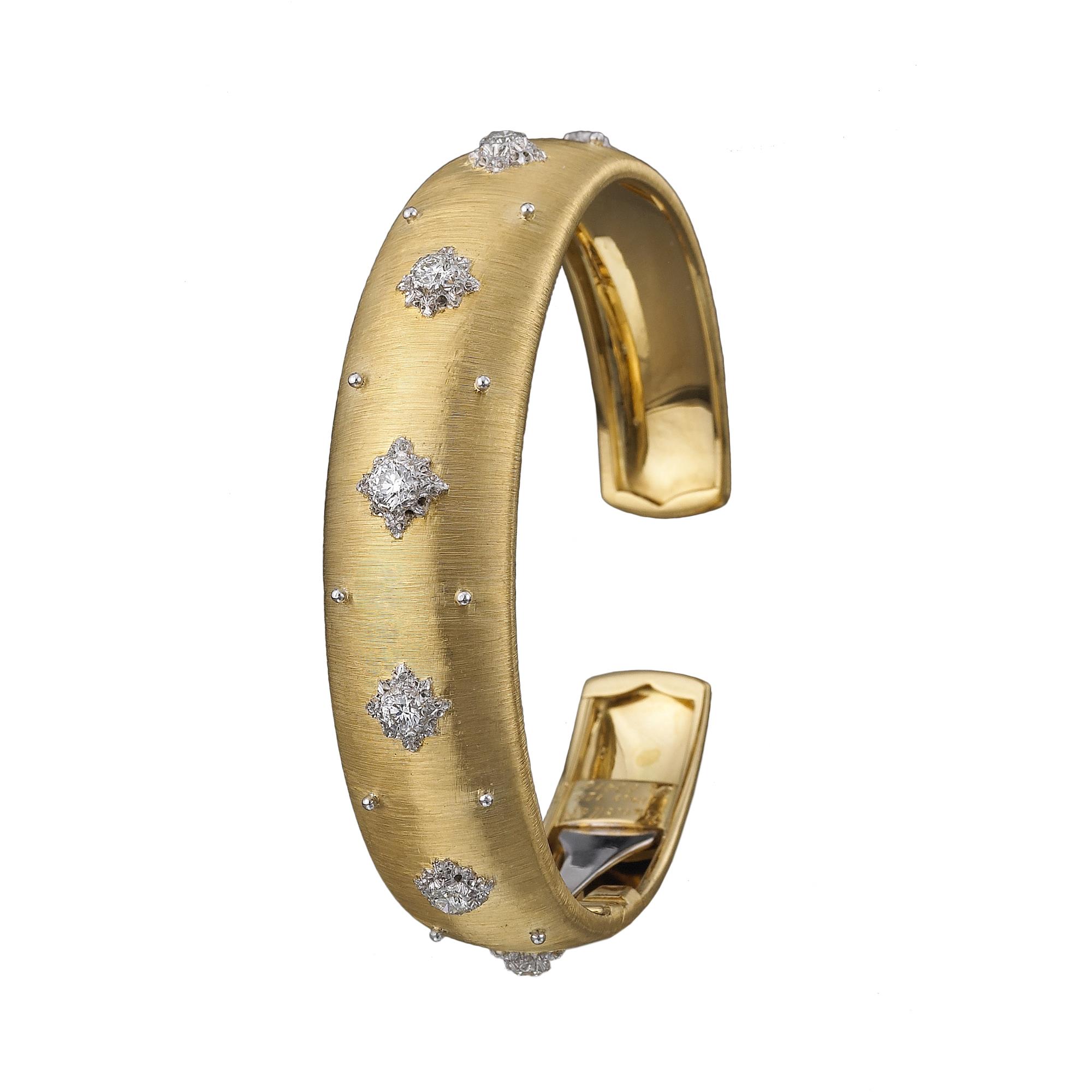 Buccellati Macri Yellow Gold Diamond Cuff Bracelet