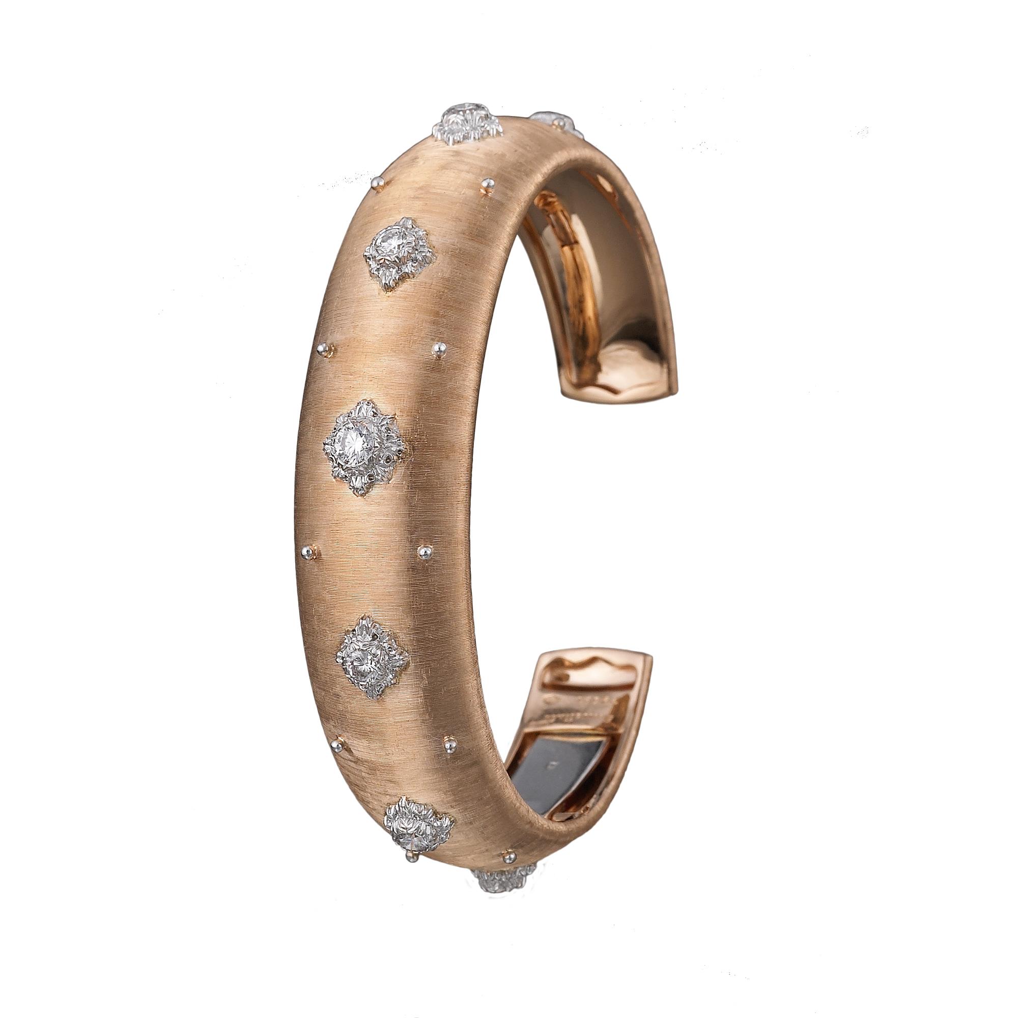 Buccellati Macri Rose Gold Diamond Cuff Bracelet