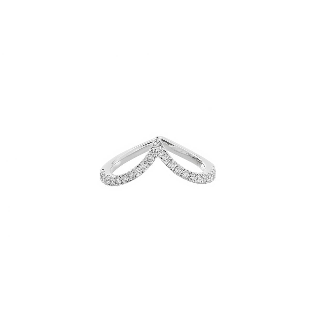 TWO by London 18k White Gold Pave Diamond Chevron Band