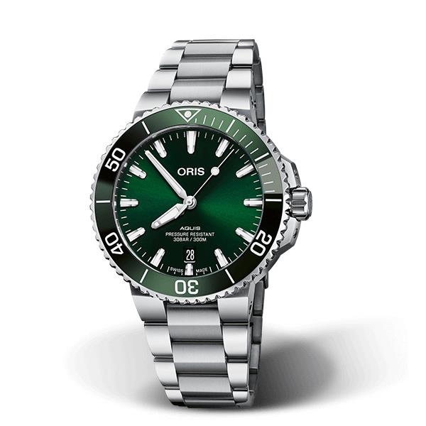 Oris Aquis Date Steel Green