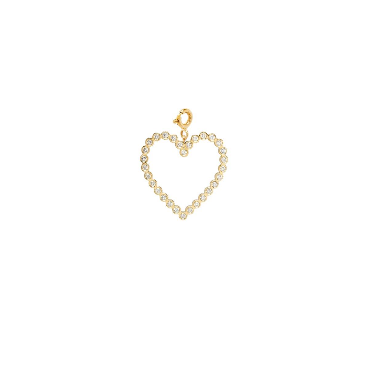 Zoe Chicco 14k Yellow Gold Bezel Set Diamond Open Heart Pendant 