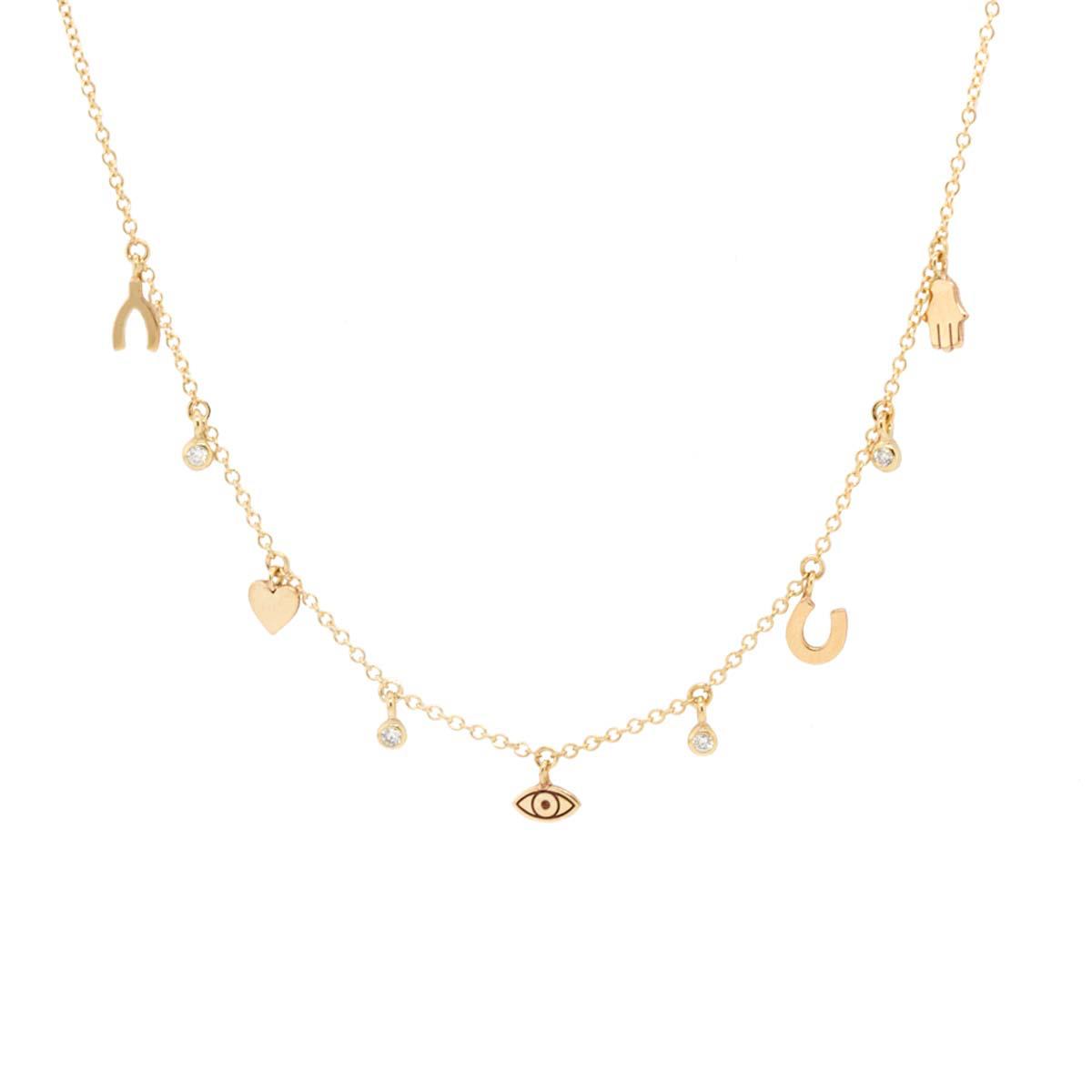 Zoe Chicco Yellow Gold Dangle Necklace 