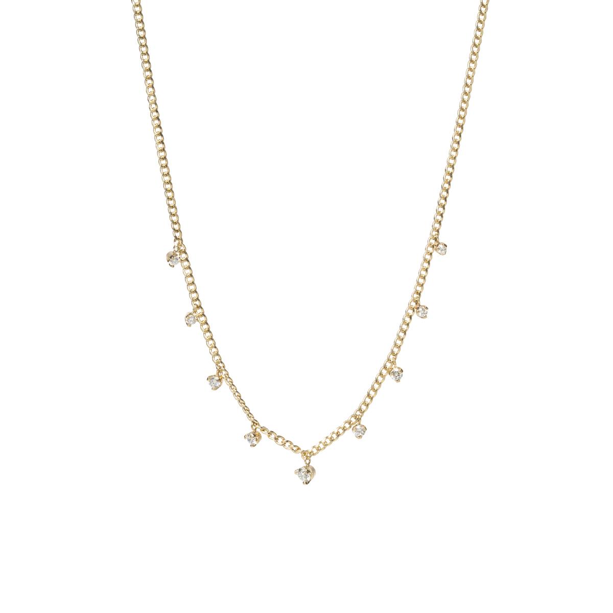 Zoe Chicco 14k Yellow Gold Diamond Dangle Small Curb Chain Necklace