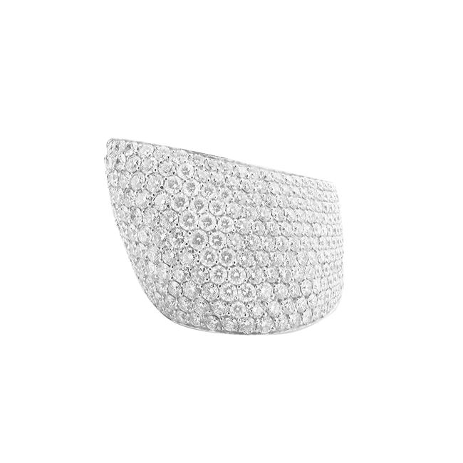 Vhernier Tonneau 18k White Gold Diamond Ring