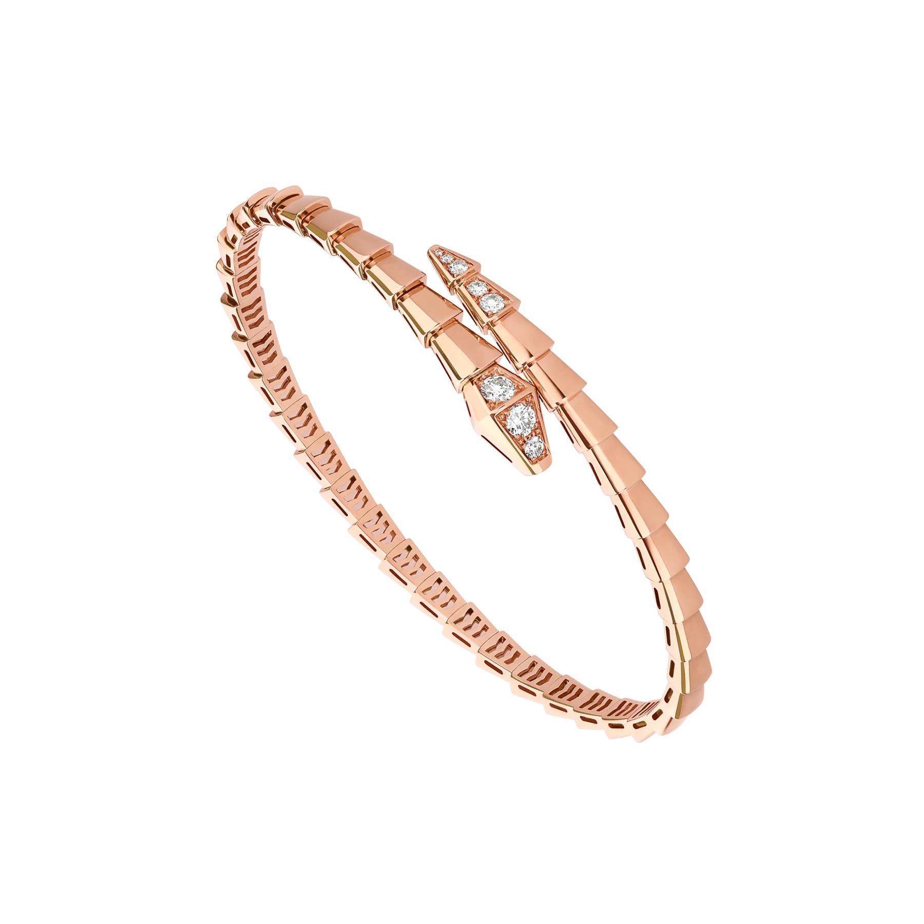 Bvlgari Serpenti 18k Rose Gold Diamond Wrap Bracelet -Small Size