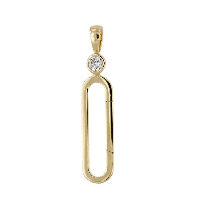 London Collection 14k Yellow Gold Diamond Oblong Charm Holder Pendant