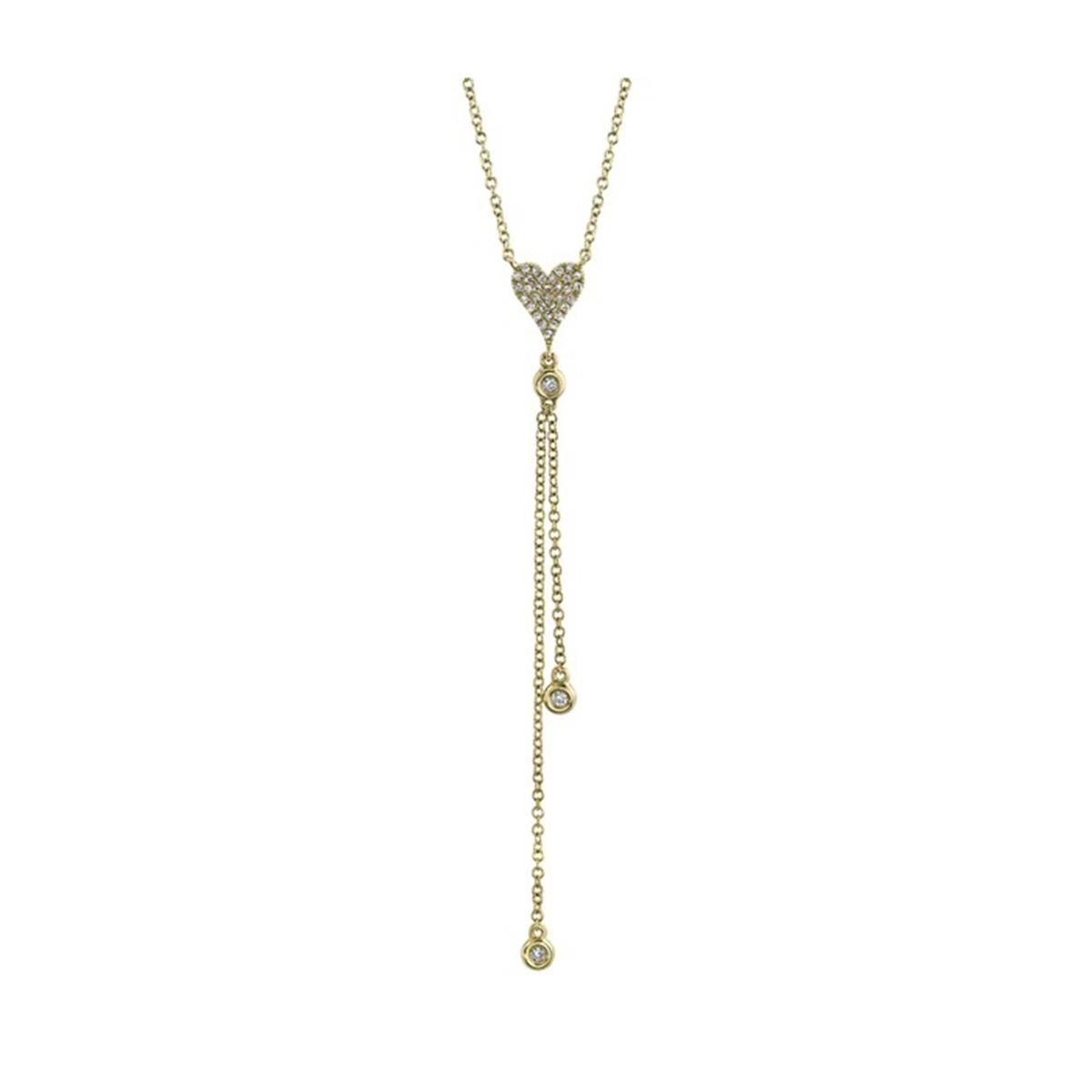 London Collection 14k Yellow Gold and Diamond Heart Lariat Necklace