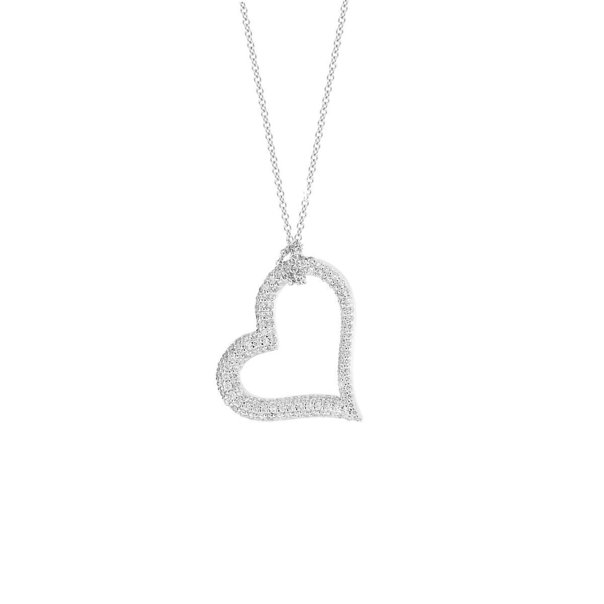 London Collection 18k Gold Pave Diamond Heart Pendant Necklace 20"