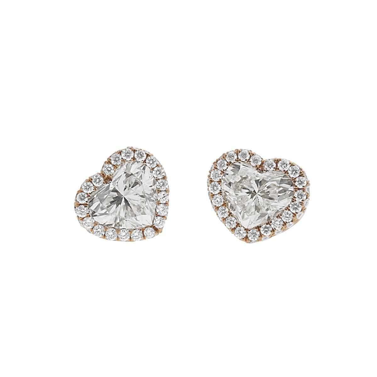 London Collection 18k Heart Shape Diamond Stud Earrings