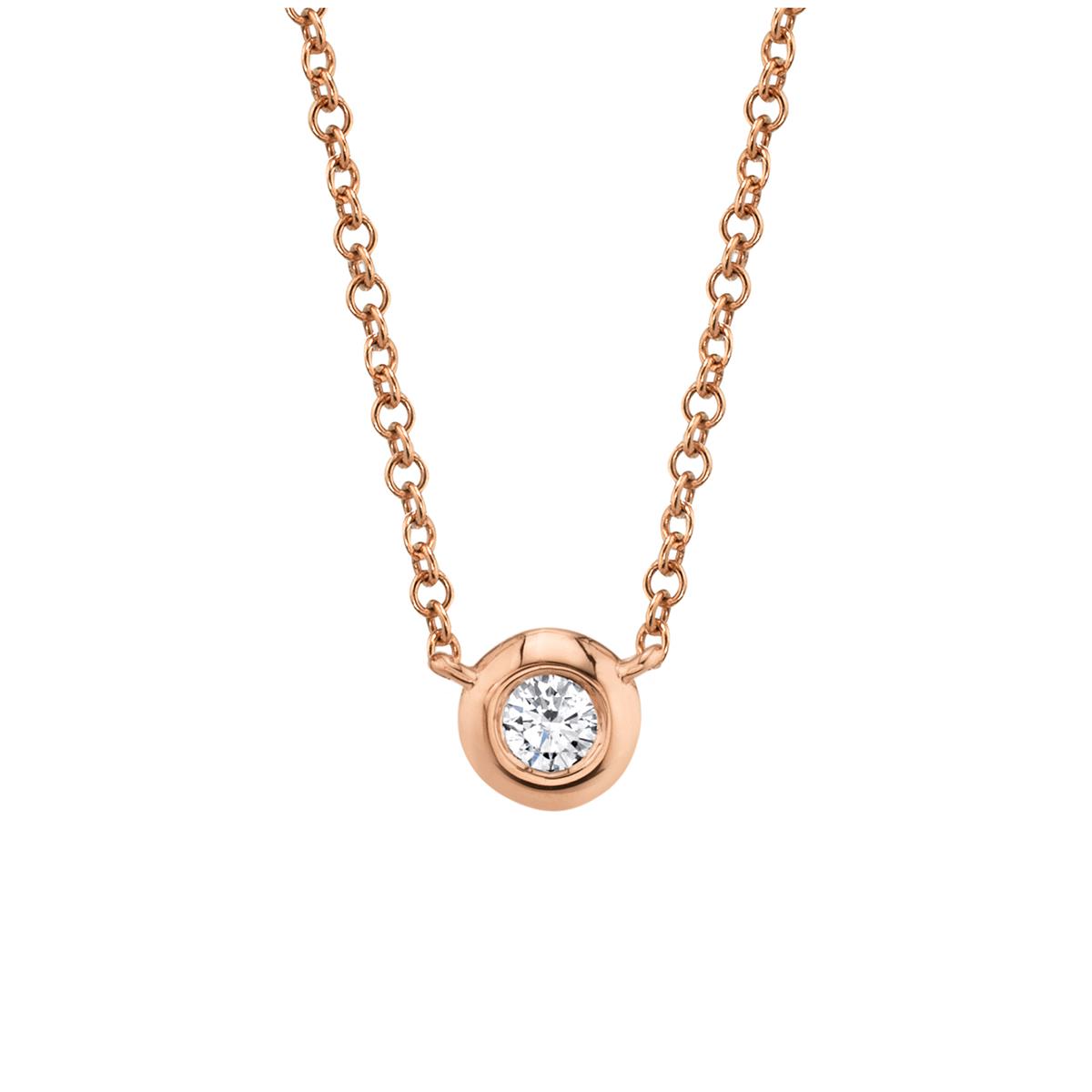 London Collection 14k Gold Bezel Set 0.20ct Diamond Necklace