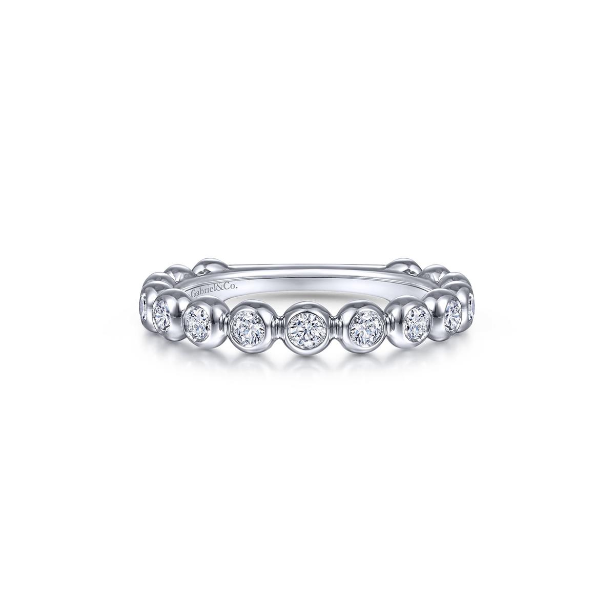 Gabriel & Co 14k White Gold Bezel Set Diamond Band Ring