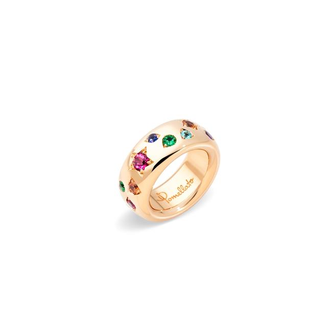 Pomellato Iconica 18k Rose Gold Rainbow Gemstone Ring