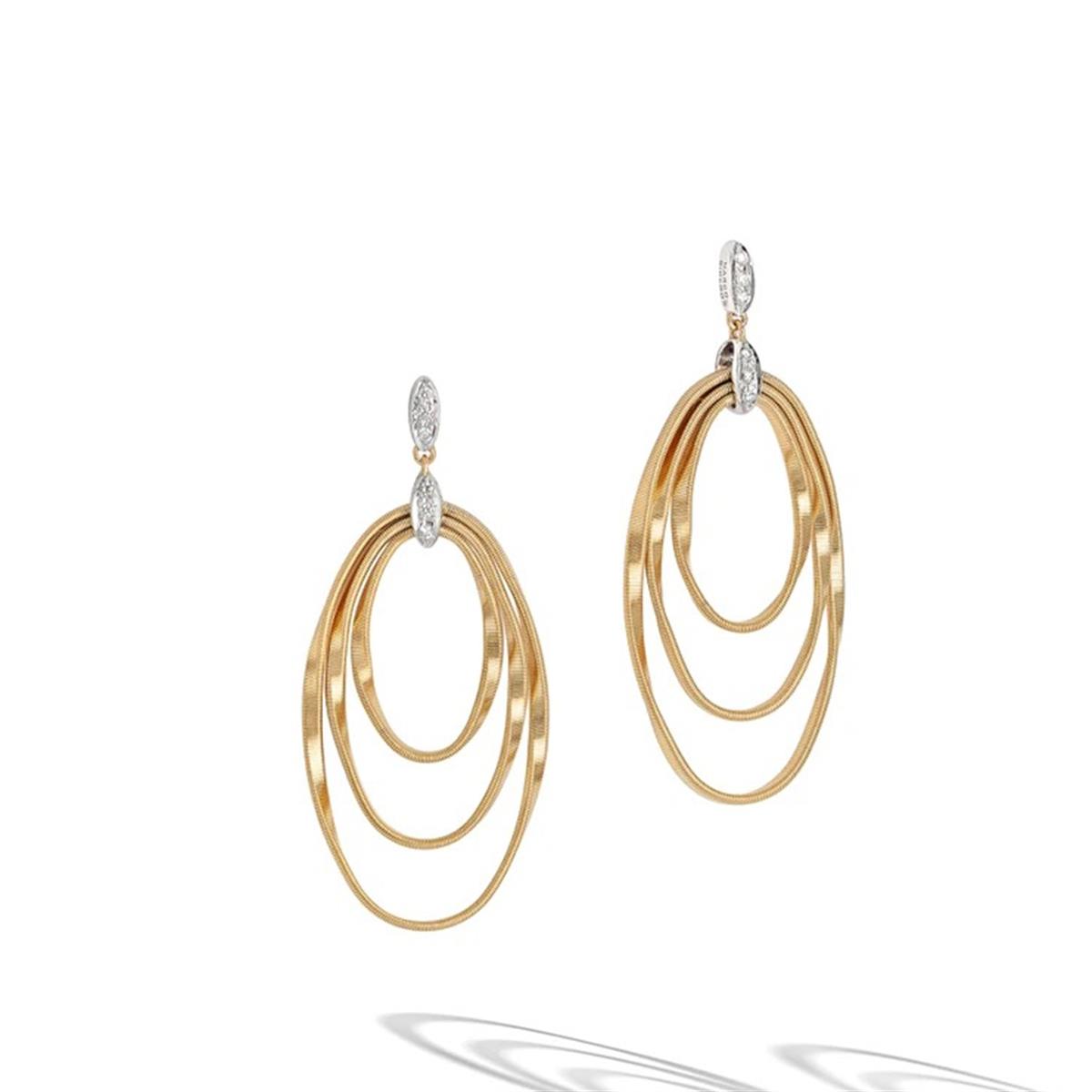 Marco Bicego Marrakech Onde 18k Yellow Gold Pave Diamond Concentric Earrings