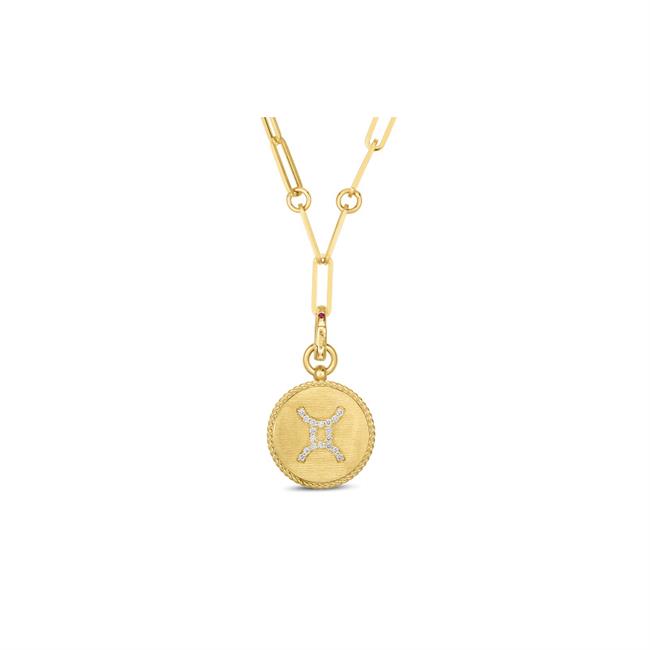 Roberto Coin 18k Yellow Gold Diamond Gemini Zodiac Medallion Necklace