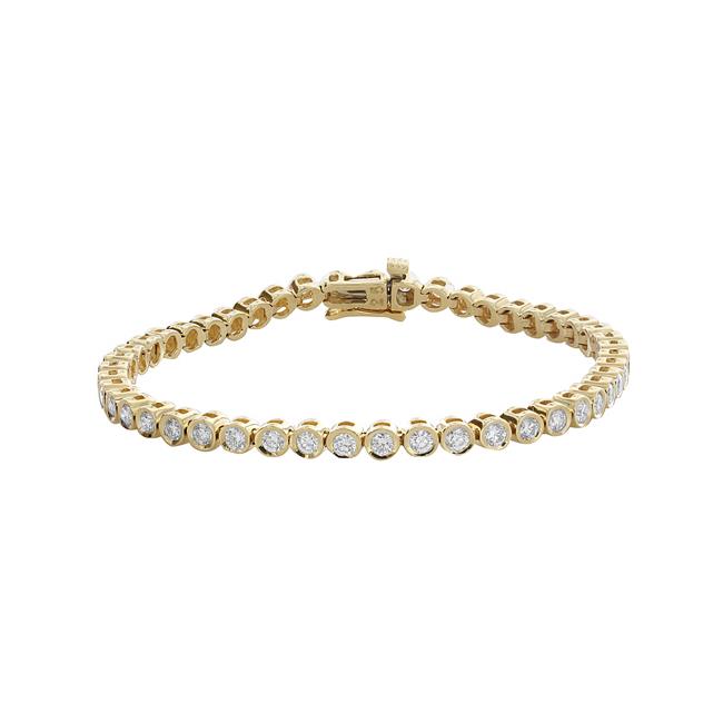 London Collection 14k Yellow Gold Diamond Bezel Set Tennis Bracelet 3.00CT