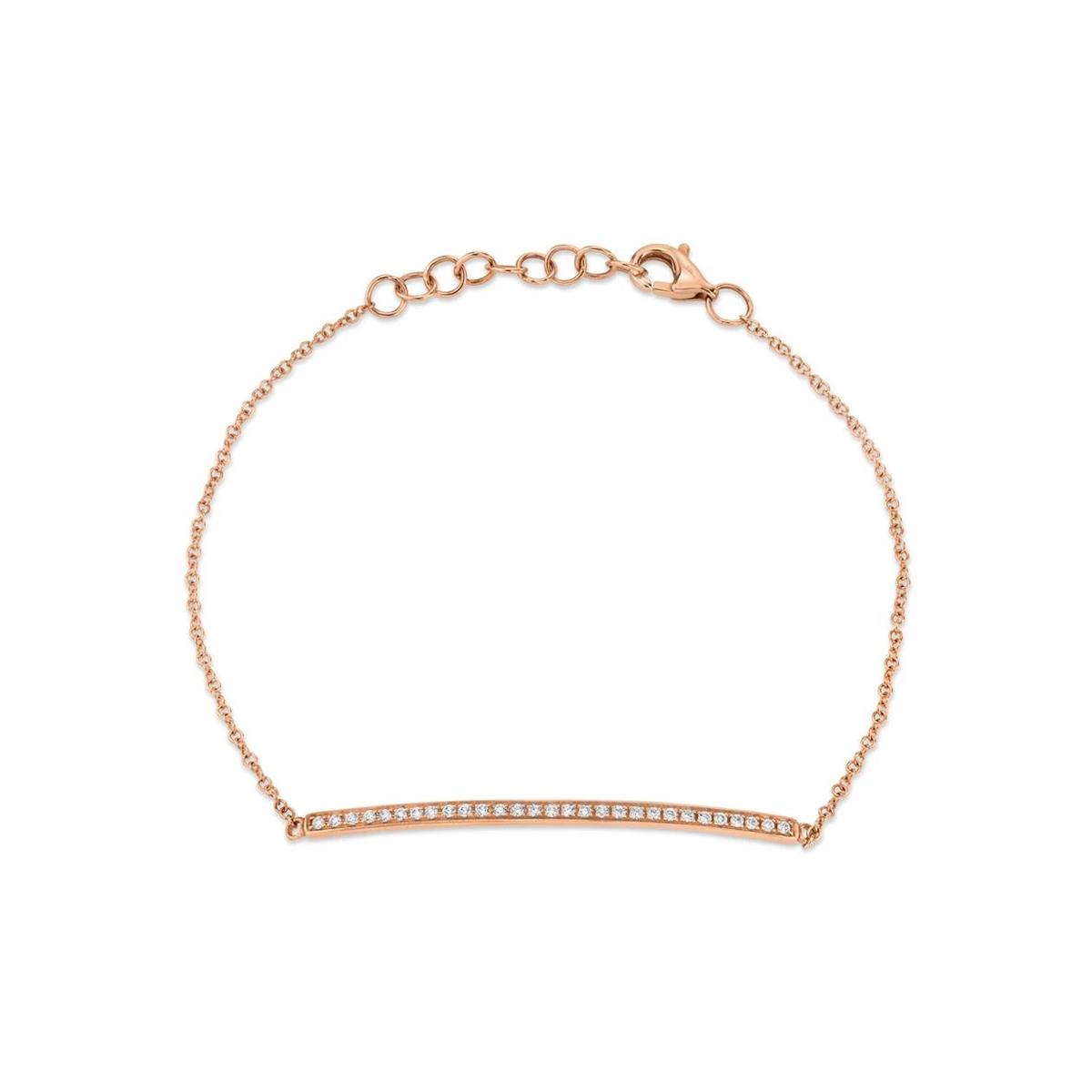 London Collection 14k Rose Gold Pave Diamond Bar Bracelet